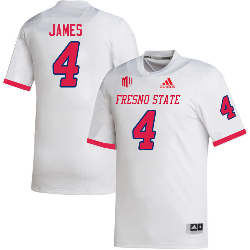 Men #4 Chedon James Fresno State Bulldogs College Football Jerseys Stitched-White